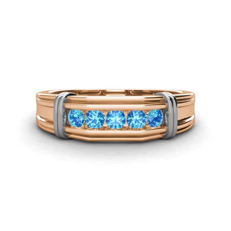 Kevin 0.45 ctw Blue Topaz Men Wedding Band (7.80 mm) 