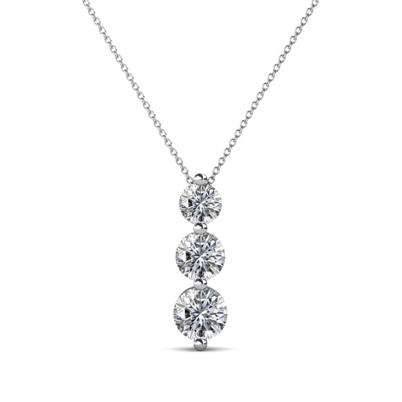 Kesha (4mm) Round Forever One Moissanite Graduated Three Stone Drop Pendant 