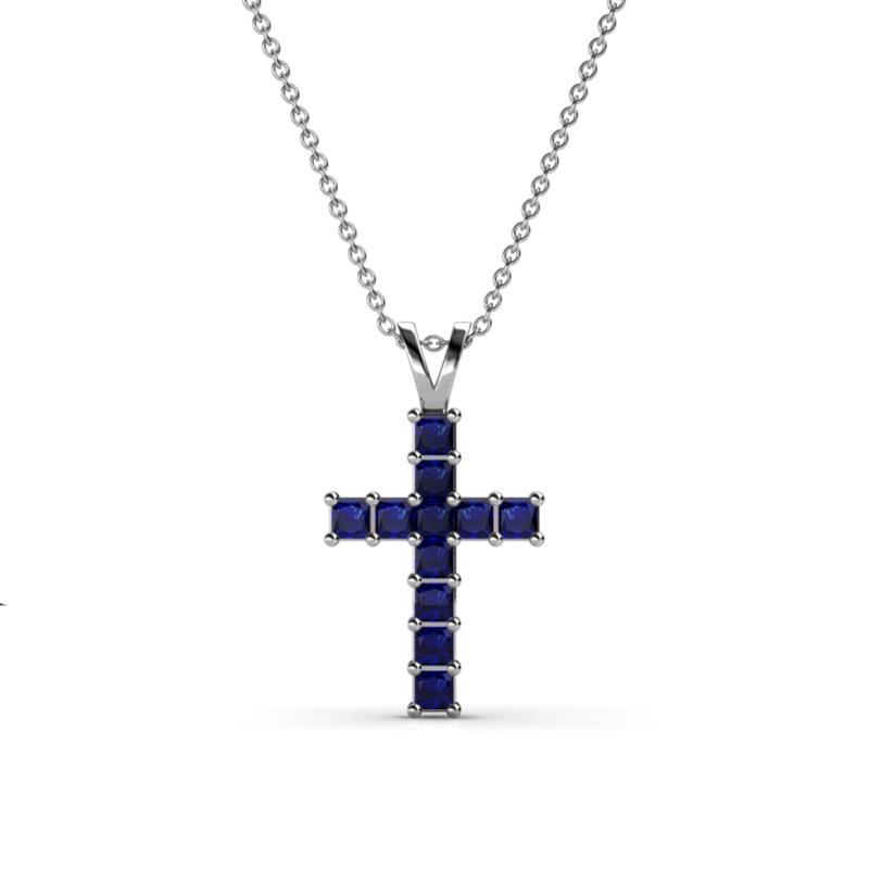 Ethel Blue Sapphire Cross Pendant 