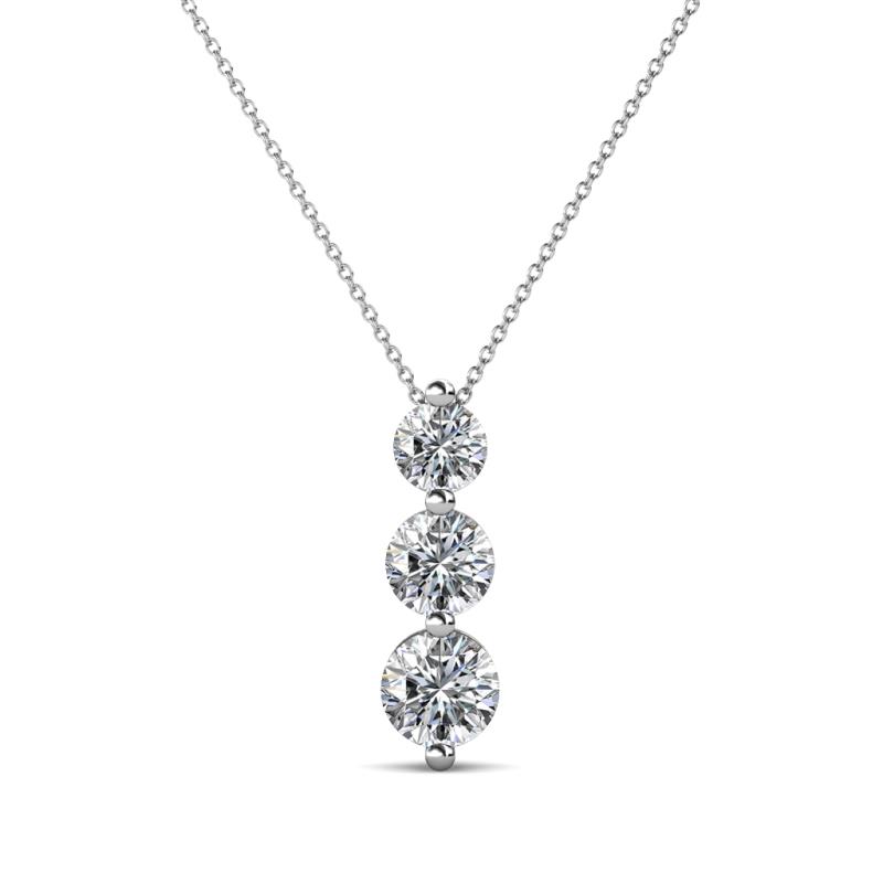 Kesha 0.72 ctw Round Forever Brilliant Moissanite and Lab Grown Diamond Graduated Three Stone Drop Pendant 