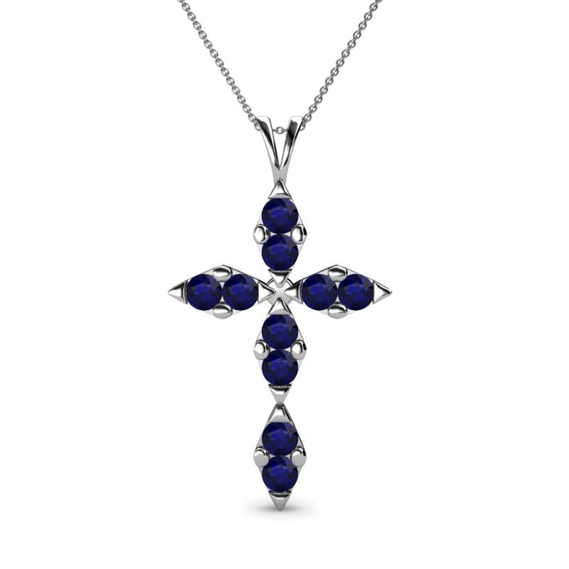 Ife Petite Blue Sapphire Cross Pendant Blue Sapphire Womens Cross Pendant Necklace ctw K White GoldIncluded Inches K White Gold Chain