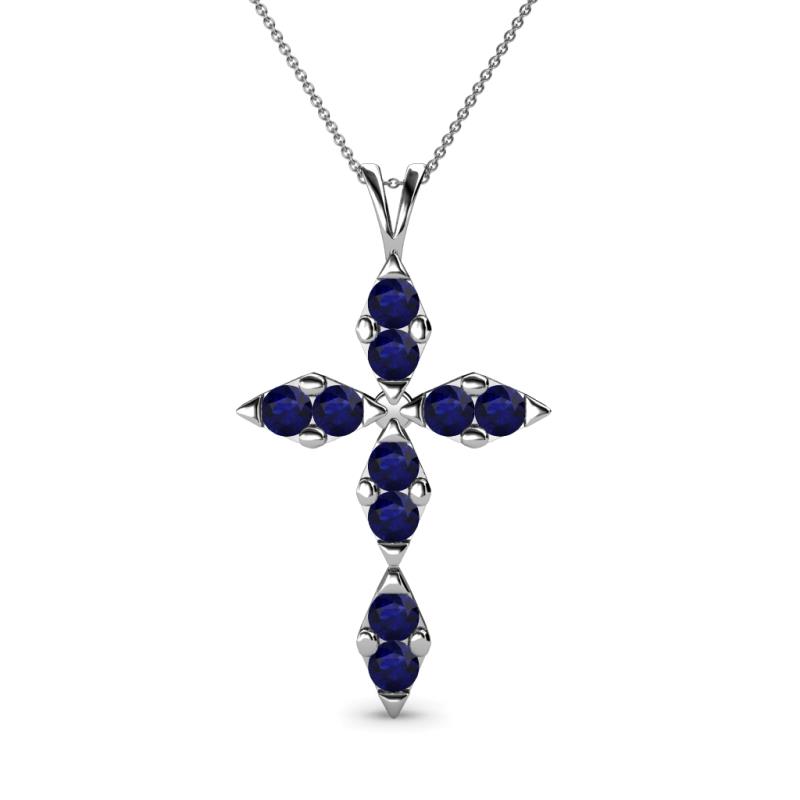 Ife Petite Blue Sapphire Cross Pendant 