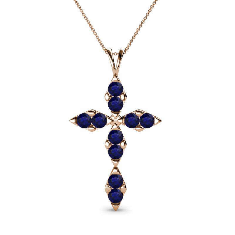 Ife Petite Blue Sapphire Cross Pendant 