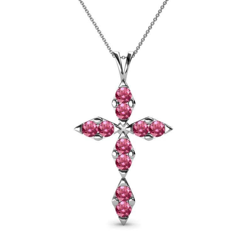Ife Petite Pink Tourmaline Cross Pendant Pink Tourmaline Womens Cross Pendant Necklace ctw K White GoldIncluded Inches K White Gold Chain