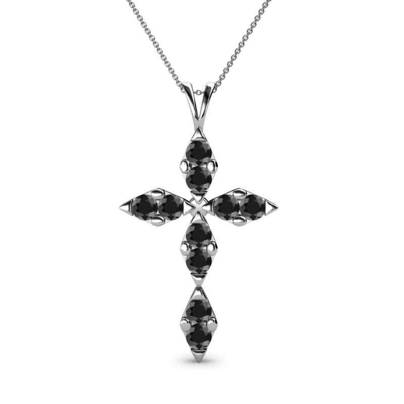 Ife Petite Black Diamond Cross Pendant Black Diamond Womens Cross Pendant Necklace ctw K White GoldIncluded Inches K White Gold Chain