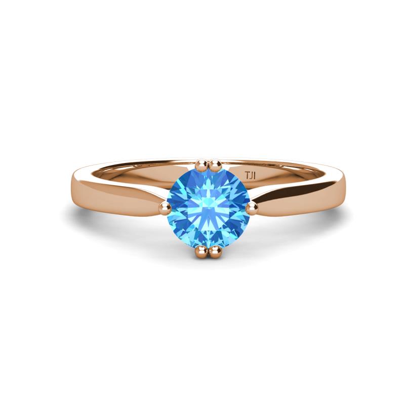 Isla 6.50 mm Round Blue Topaz Solitaire Engagement Ring  