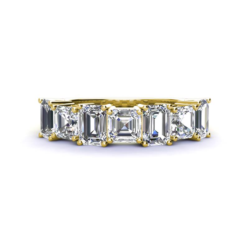 Aria Emerald Cut Lab Grown Diamond and Asscher Cut Diamond 7 Stone Wedding  Band 