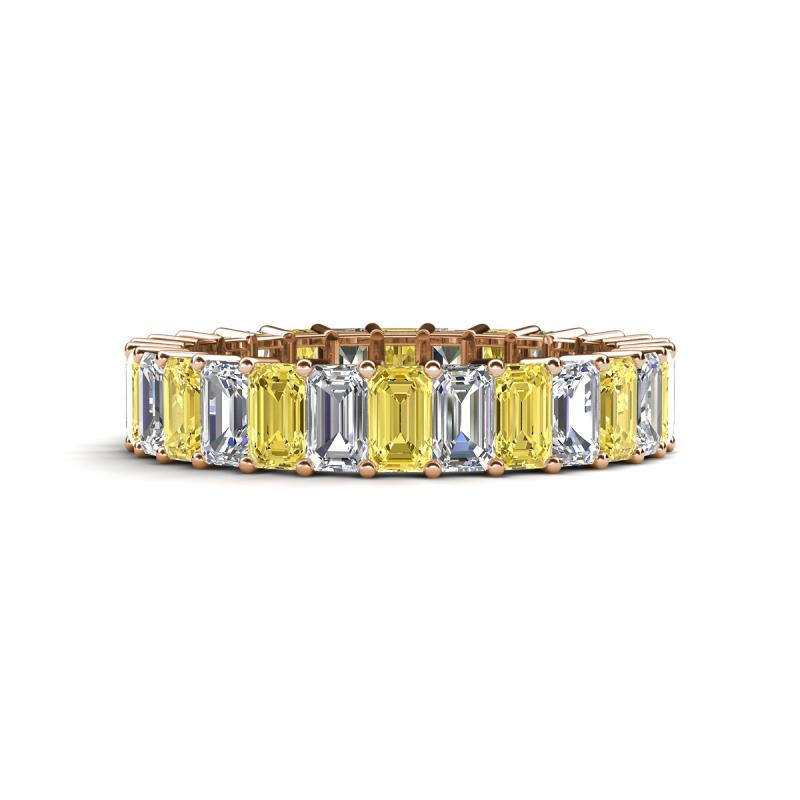 Kerry 5x3 mm Emerald Cut Yellow Sapphire and Diamond Side Gallery Work Eternity Band 