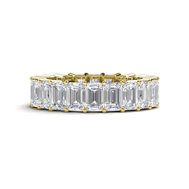 Kerry 6x4 mm Emerald Cut White Sapphire Side Gallery Work Eternity Band 