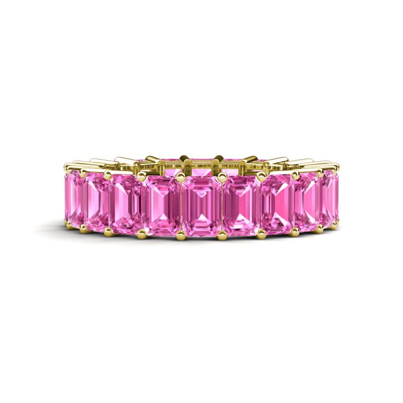 Kerry 6x4 mm Emerald Cut Pink Sapphire Side Gallery Work Eternity Band 