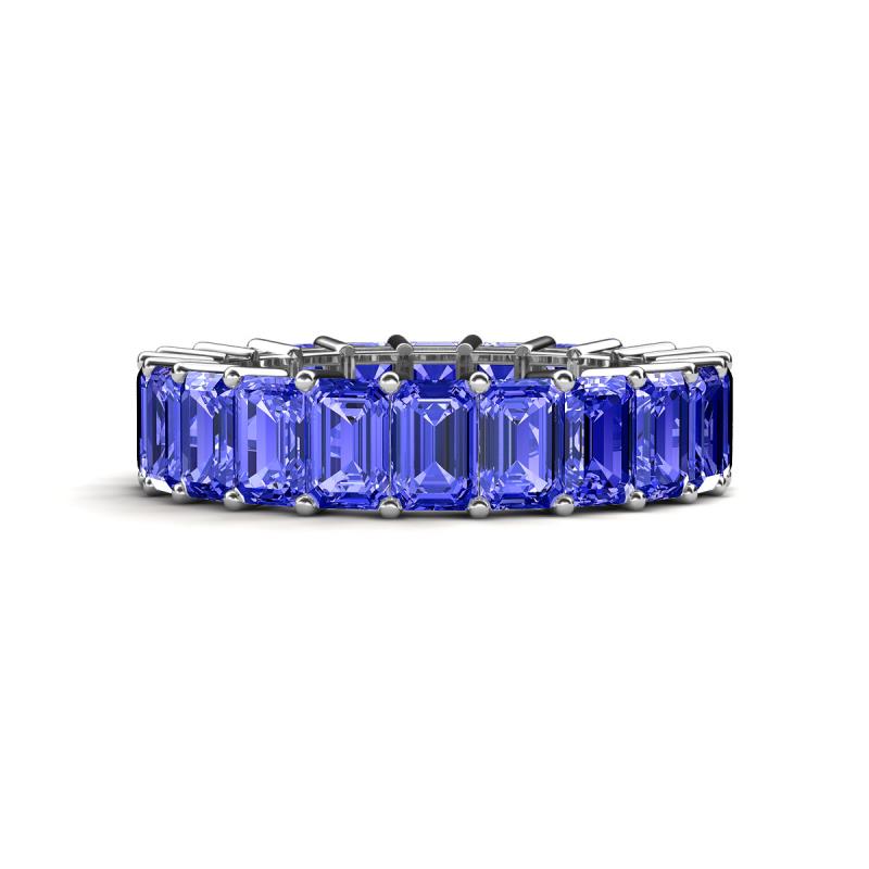 Kerry 6x4 mm Emerald Cut Tanzanite Side Gallery Work Eternity Band 