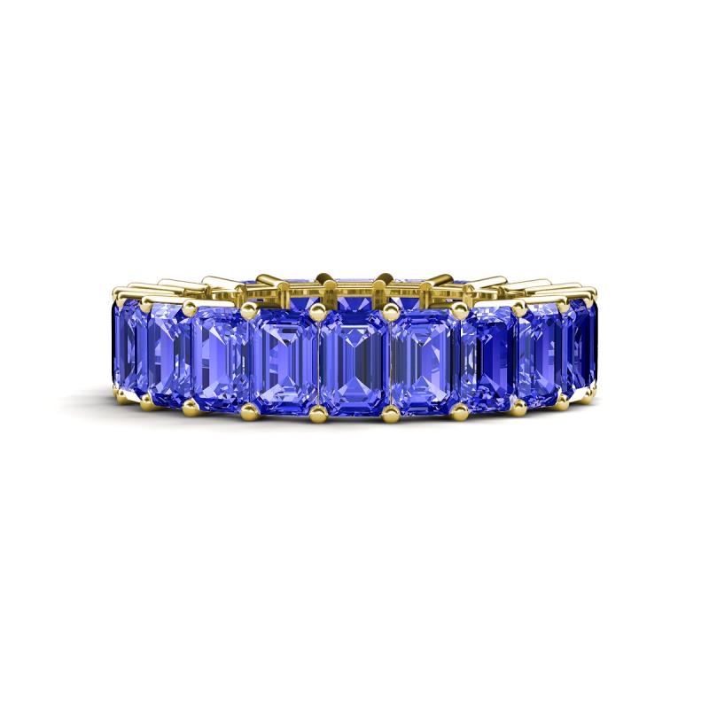 Kerry 6x4 mm Emerald Cut Tanzanite Side Gallery Work Eternity Band 