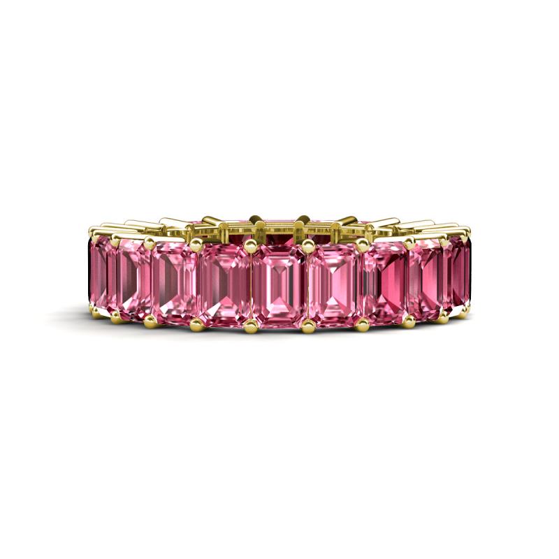 Kerry 6x4 mm Emerald Cut Pink Tourmaline Side Gallery Work Eternity Band 