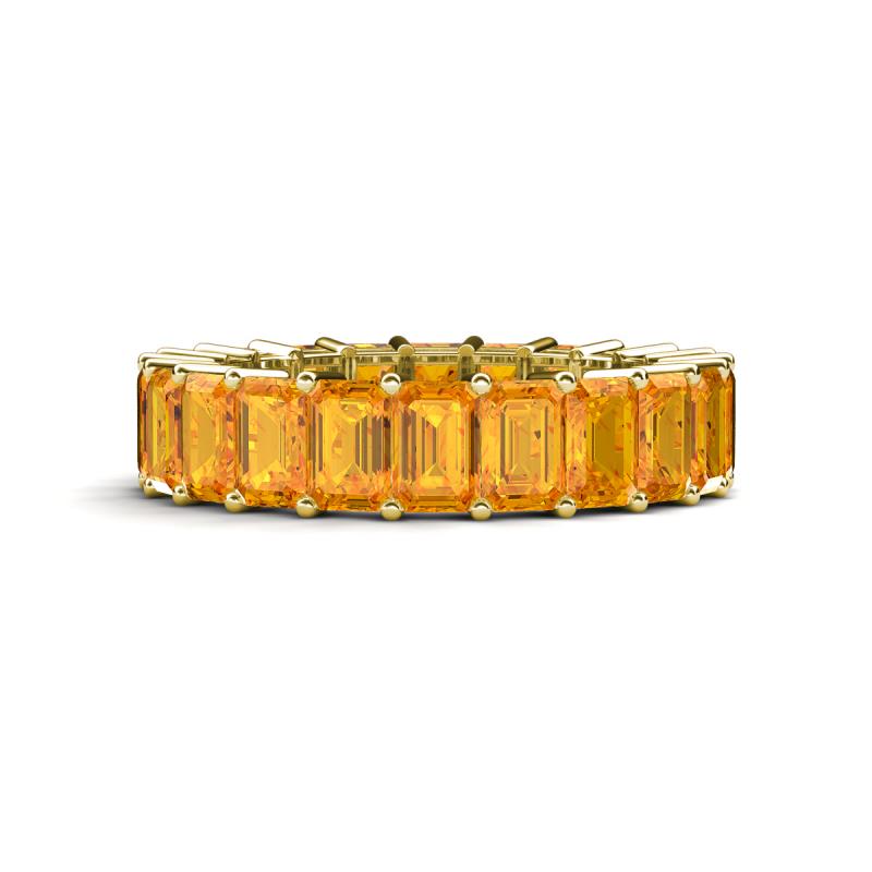 Kerry 6x4 mm Emerald Cut Citrine Side Gallery Work Eternity Band 