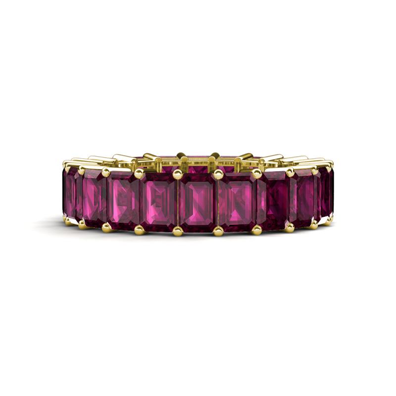 Kerry 6x4 mm Emerald Cut Rhodolite Garnet Side Gallery Work Eternity Band 
