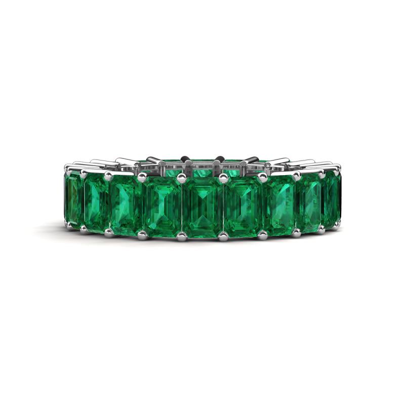 Kerry 6x4 mm Emerald Cut Emerald Side Gallery Work Eternity Band 