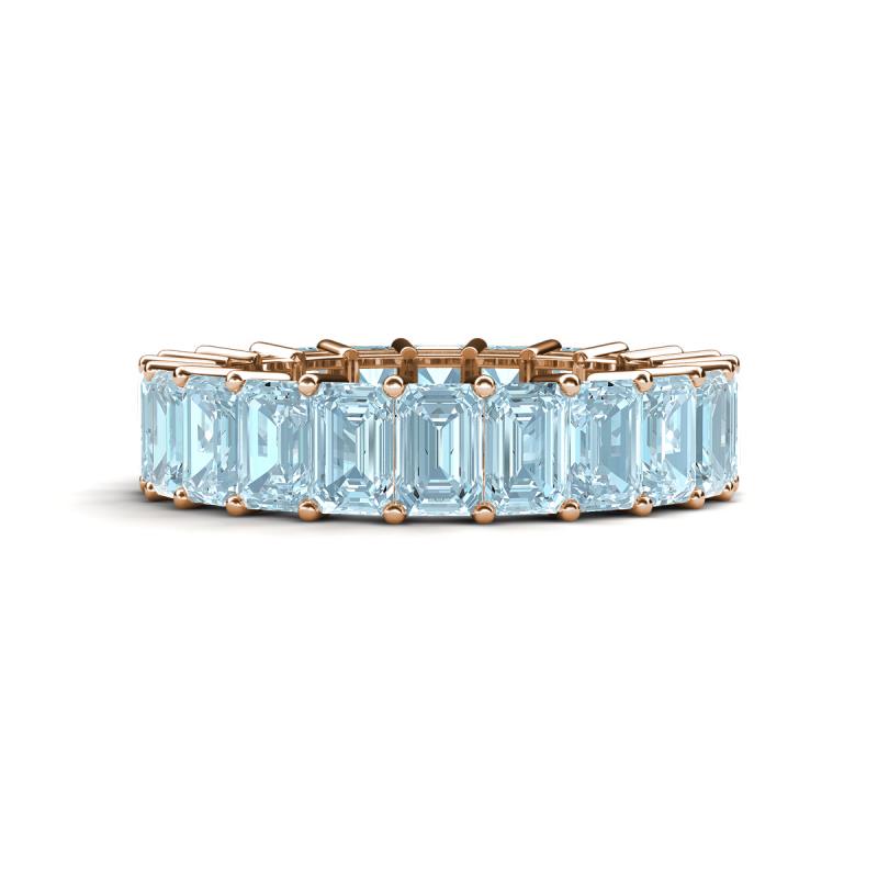 Kerry 6x4 mm Emerald Cut Aquamarine Side Gallery Work Eternity Band 