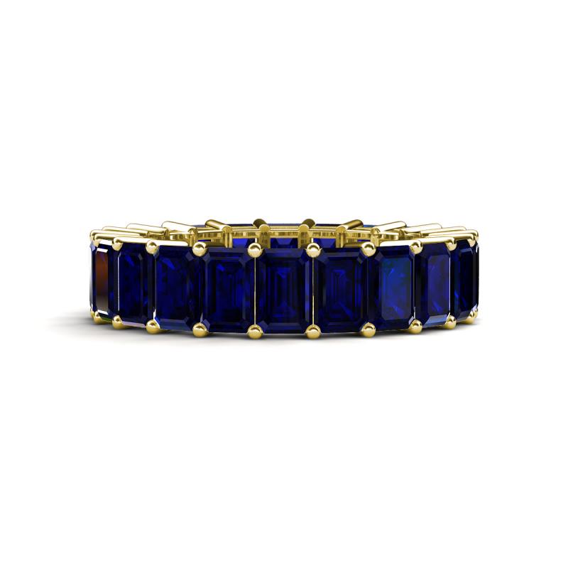 Kerry 6x4 mm Emerald Cut Blue Sapphire Side Gallery Work Eternity Band 