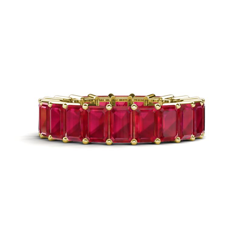 Kerry 6x4 mm Emerald Cut Ruby Side Gallery Work Eternity Band 