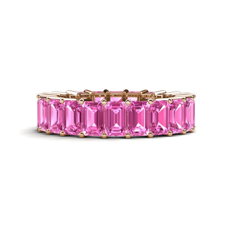 Kerry 6x4 mm Emerald Cut Pink Sapphire Side Gallery Work Eternity Band 