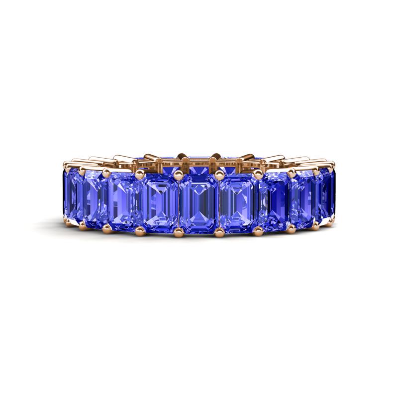 Kerry 6x4 mm Emerald Cut Tanzanite Side Gallery Work Eternity Band 