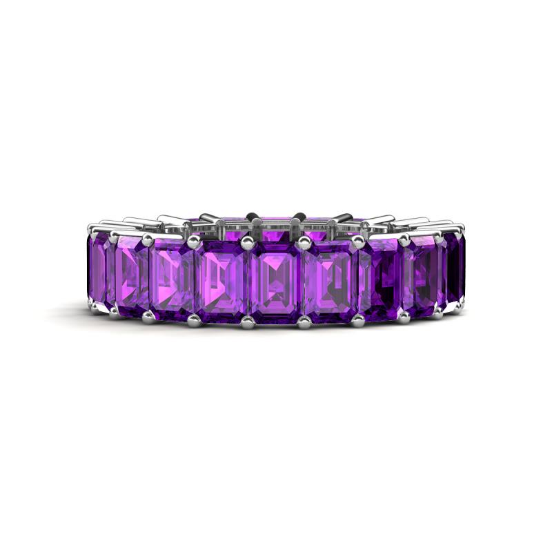 Kerry 6x4 mm Emerald Cut Amethyst Side Gallery Work Eternity Band 