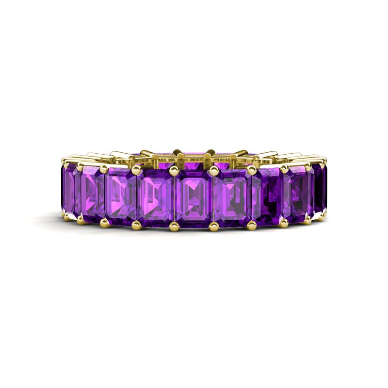 Kerry 6x4 mm Emerald Cut Amethyst Side Gallery Work Eternity Band 