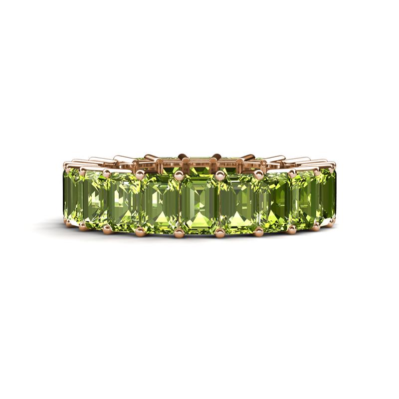 Kerry 6x4 mm Emerald Cut Peridot Side Gallery Work Eternity Band 