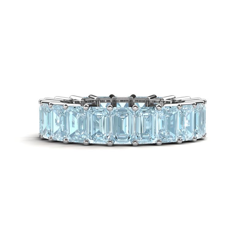 Kerry 6x4 mm Emerald Cut Aquamarine Side Gallery Work Eternity Band 