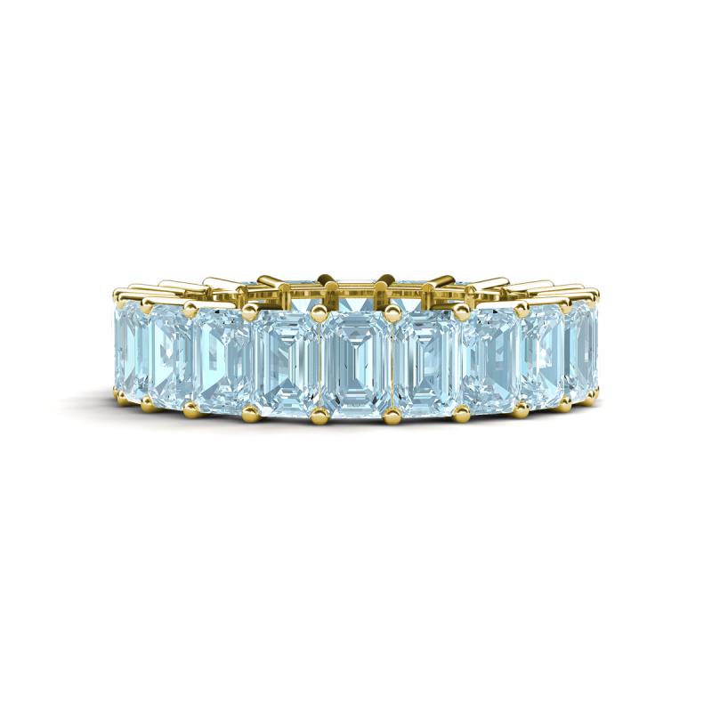 Kerry 6x4 mm Emerald Cut Aquamarine Side Gallery Work Eternity Band 