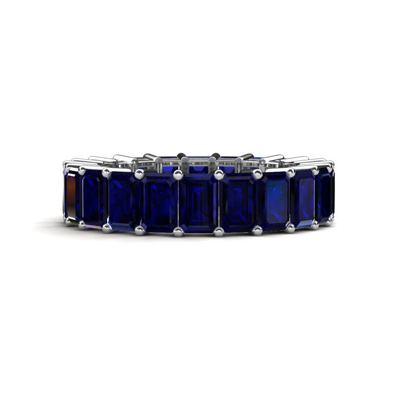 Kerry 6x4 mm Emerald Cut Blue Sapphire Side Gallery Work Eternity Band 