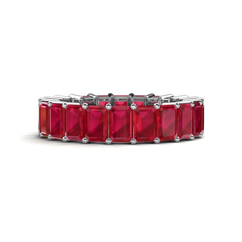 Kerry 6x4 mm Emerald Cut Ruby Side Gallery Work Eternity Band 