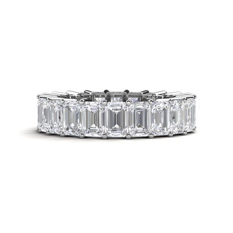 Kerry 6x4 mm Emerald Cut White Sapphire Side Gallery Work Eternity Band 