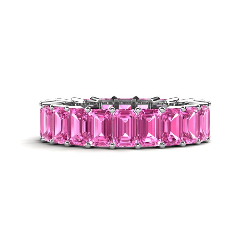 Kerry 6x4 mm Emerald Cut Pink Sapphire Side Gallery Work Eternity Band 