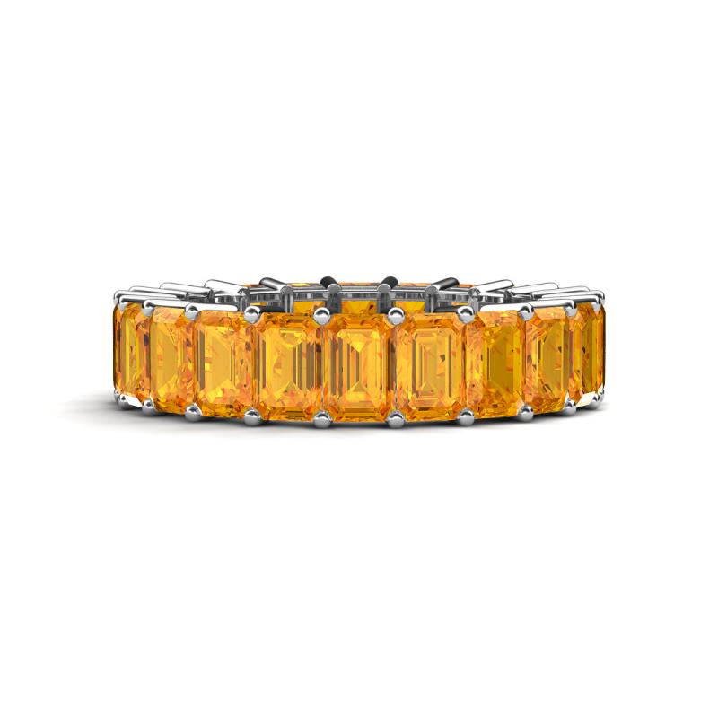 Kerry 6x4 mm Emerald Cut Citrine Side Gallery Work Eternity Band 