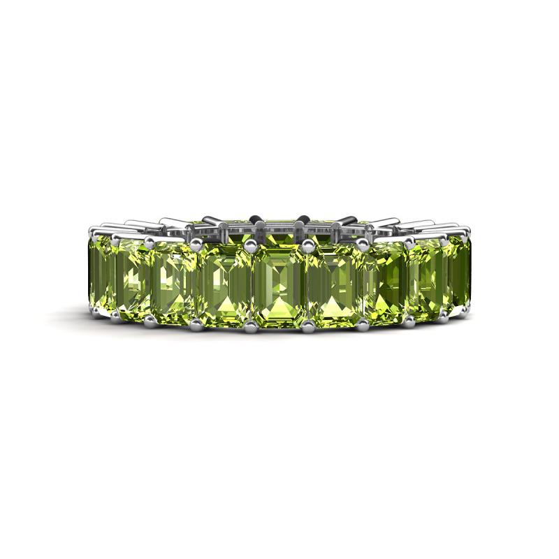 Kerry 6x4 mm Emerald Cut Peridot Side Gallery Work Eternity Band 