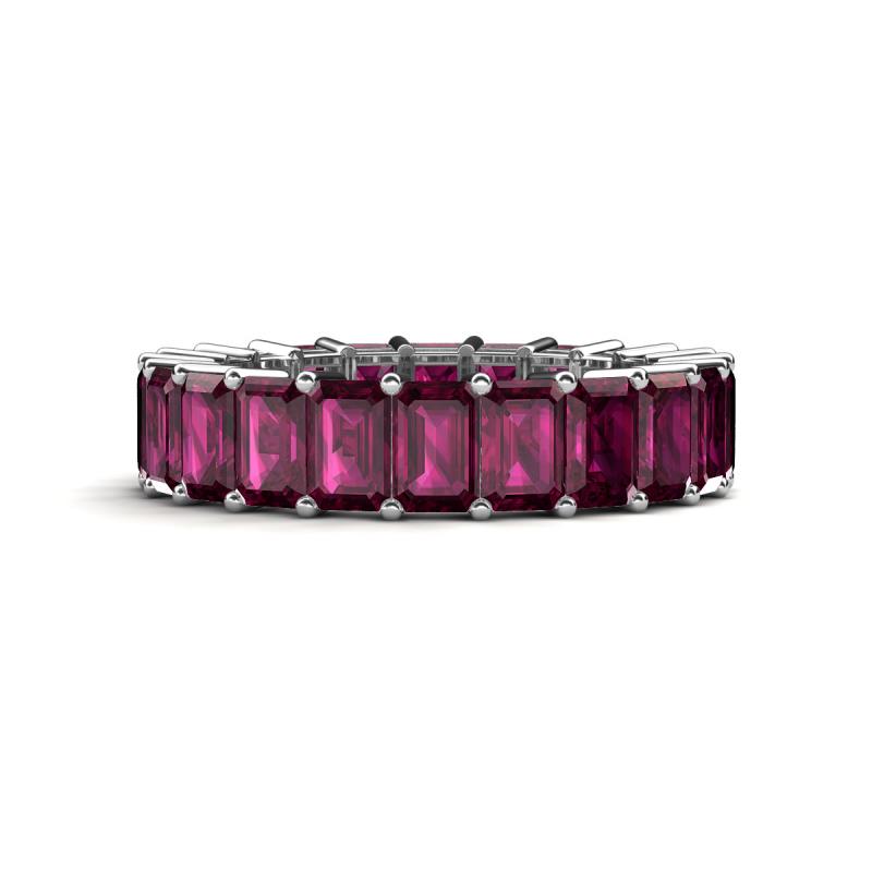 Kerry 6x4 mm Emerald Cut Rhodolite Garnet Side Gallery Work Eternity Band 