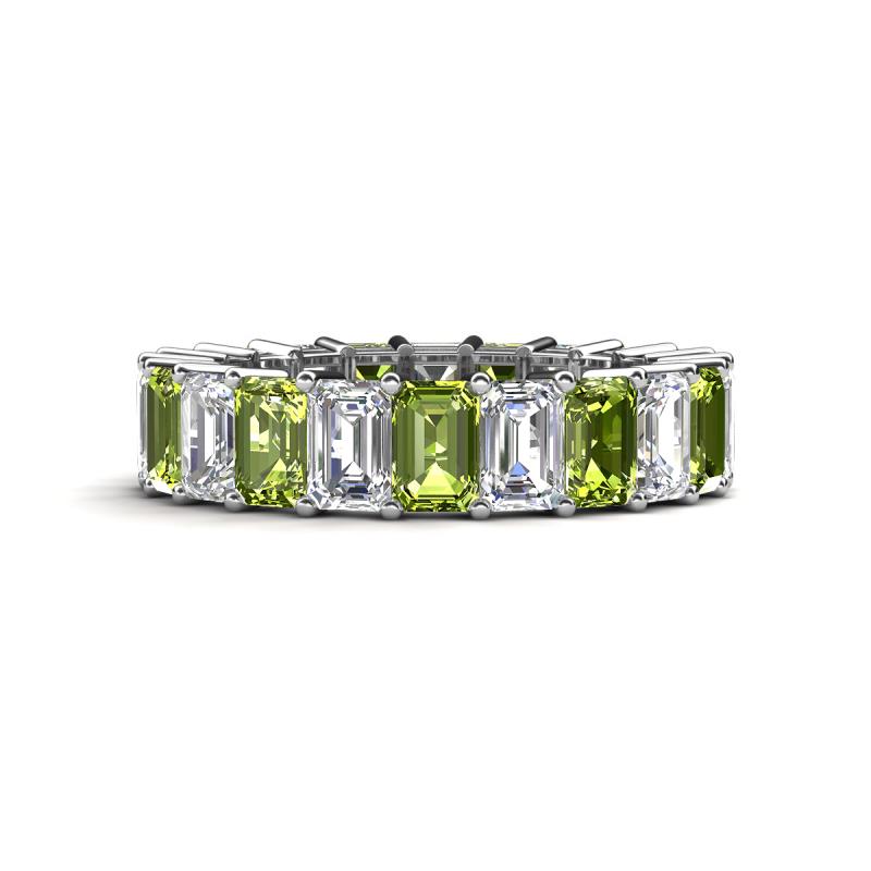 Kerry 6x4 mm Emerald Cut Peridot and Diamond Side Gallery Work Eternity Band 