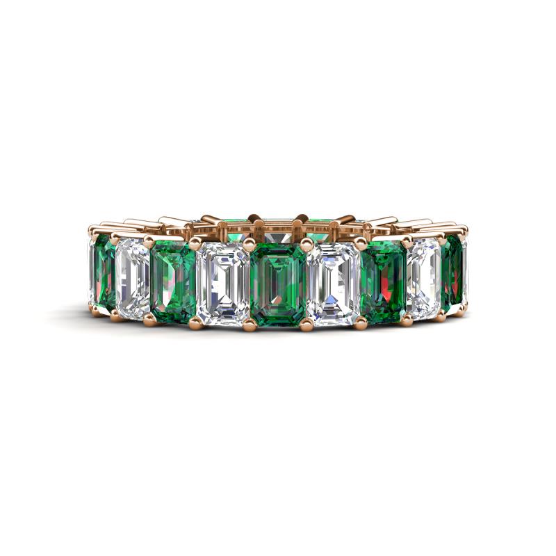 Kerry 6x4 mm Emerald Cut Diamond and Lab Created Alexandrite Side Gallery Work Eternity Band 