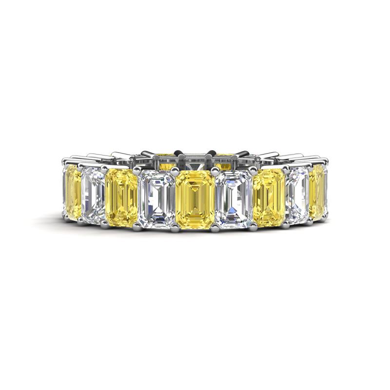 Kerry 6x4 mm Emerald Cut Yellow Sapphire and Diamond Side Gallery Work Eternity Band 