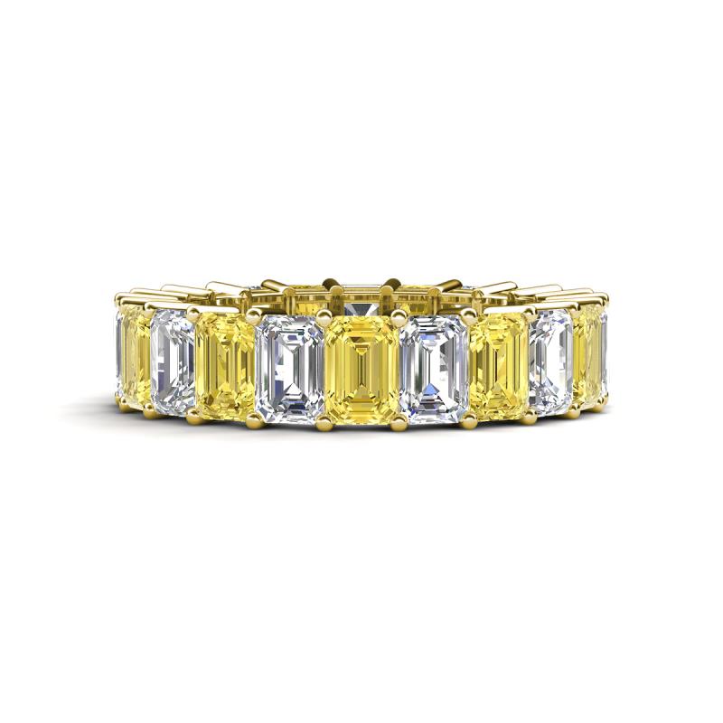 Kerry 6x4 mm Emerald Cut Yellow Sapphire and Diamond Side Gallery Work Eternity Band 