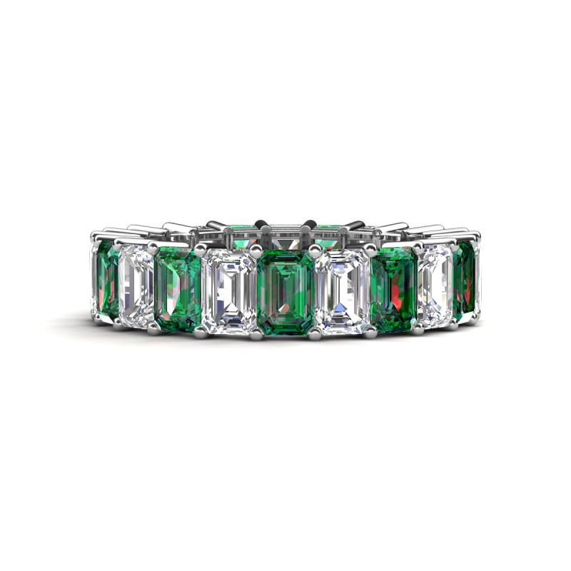 Kerry 6x4 mm Emerald Cut Diamond and Lab Created Alexandrite Side Gallery Work Eternity Band 