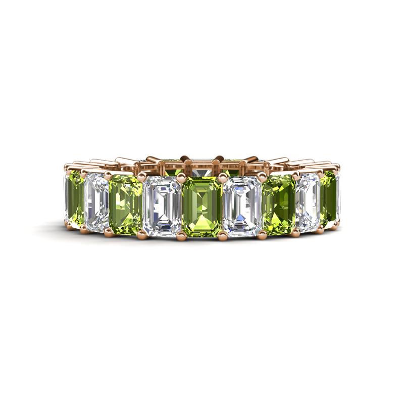 Kerry 6x4 mm Emerald Cut Peridot and Lab Grown Diamond Side Gallery Work Eternity Band 
