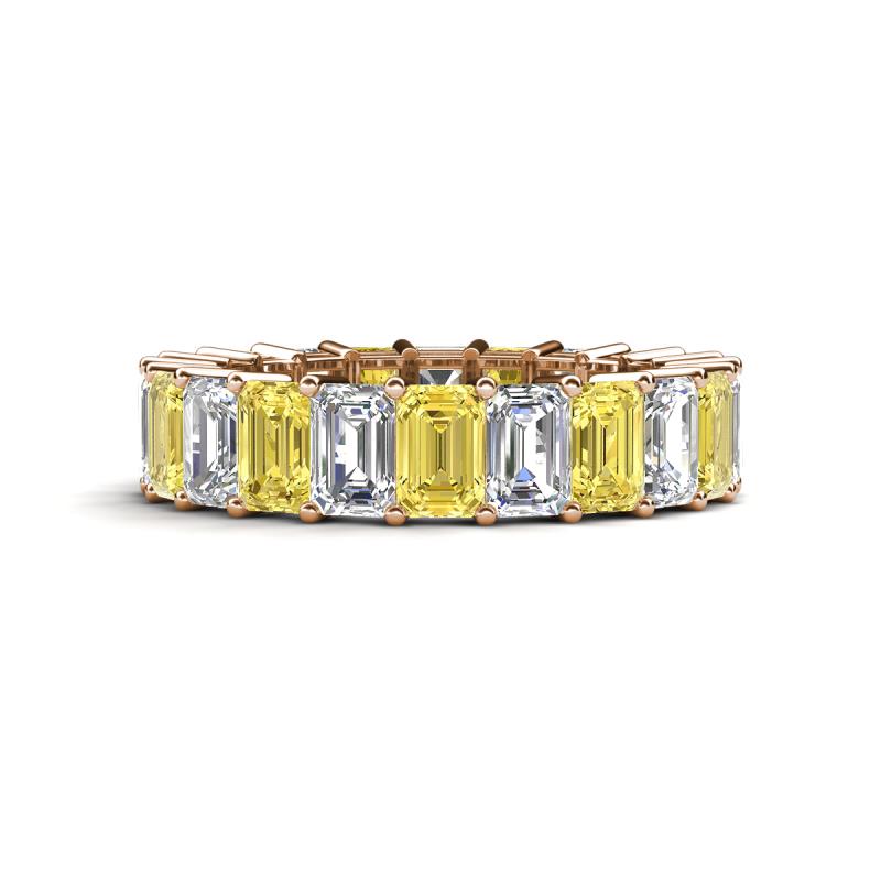 Kerry 6x4 mm Emerald Cut Yellow Sapphire and Lab Grown Diamond Side Gallery Work Eternity Band 