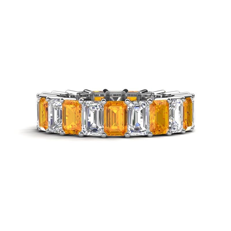 Kerry 6x4 mm Emerald Cut Citrine and Lab Grown Diamond Side Gallery Work Eternity Band 