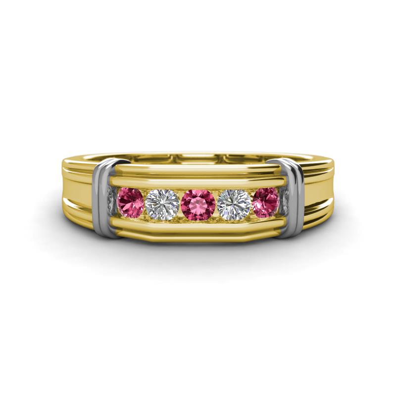 Kevin 0.44 ctw Pink Tourmaline and Natural Diamond Men Wedding Band (7.80 mm) 