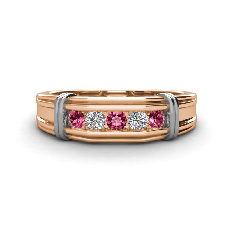 Kevin 0.44 ctw Pink Tourmaline and Natural Diamond Men Wedding Band (7.80 mm) 