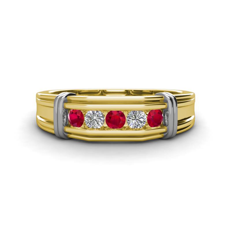 Kevin 0.50 ctw Ruby and Natural Diamond Men Wedding Band (7.80 mm) 