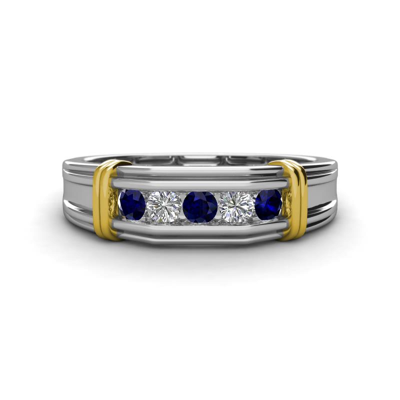 Kevin 0.56 ctw Blue Sapphire and Natural Diamond Men Wedding Band (7.80 mm) 
