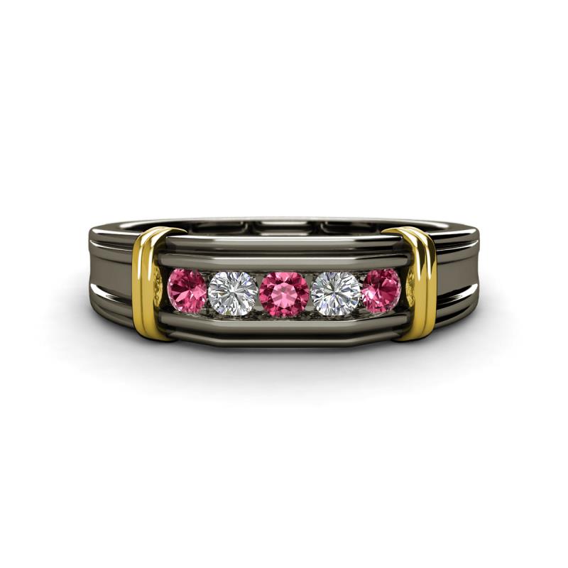 Kevin 0.44 ctw Pink Tourmaline and Natural Diamond Men Wedding Band (7.80 mm) 